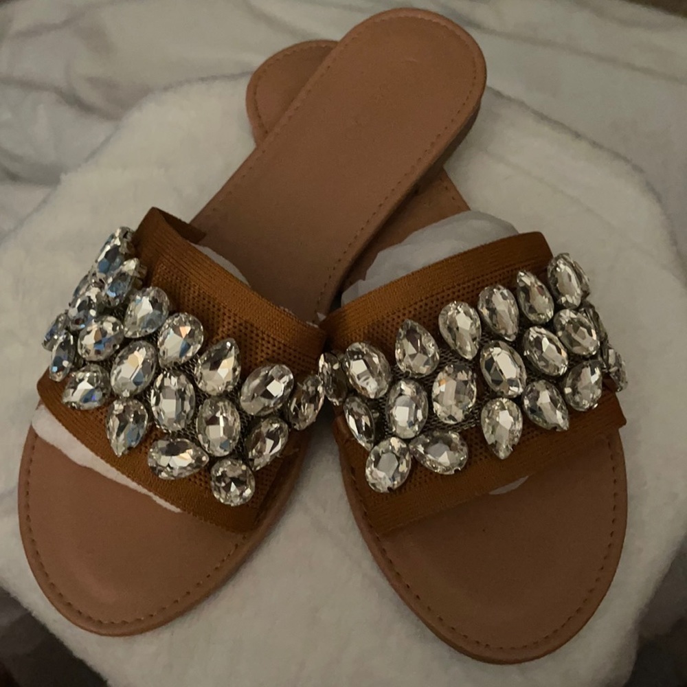 Crystal slide sandals